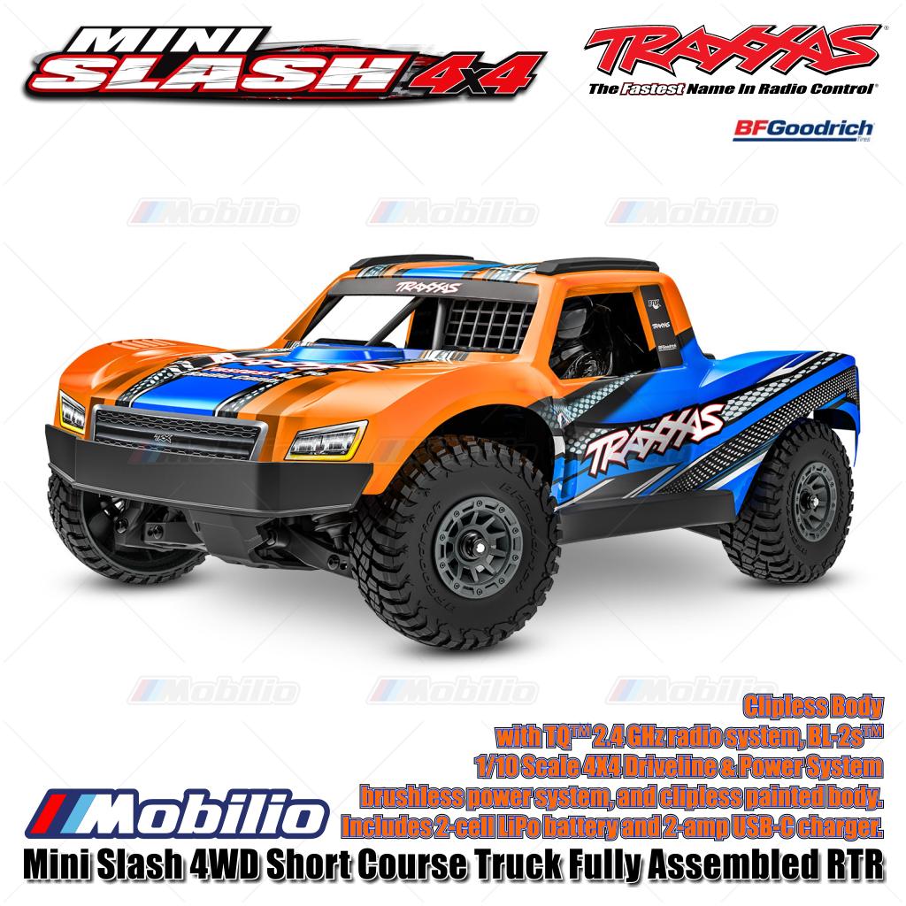 Traxxas 108164-1 Mini Slash 4WD Short Course Truck Rakitan Lengkap RTR Body Tanpa Klip Sistem Tenaga Brushless TQ 2.4GHz BL-2S