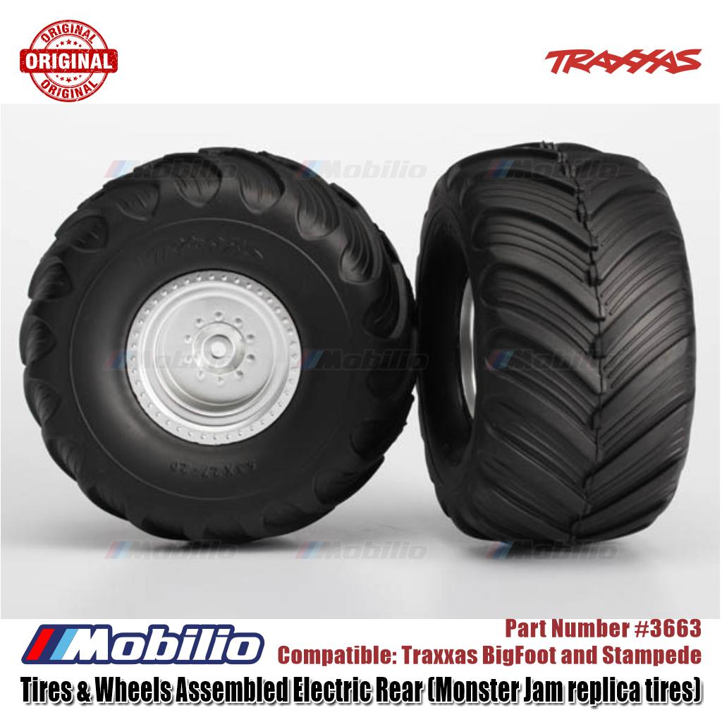 Traxxas Part #3663 Tires & Wheels Assembled Electric Rear Terra Groove Dual Profile RC Bigfoot Stampede Monster Truck