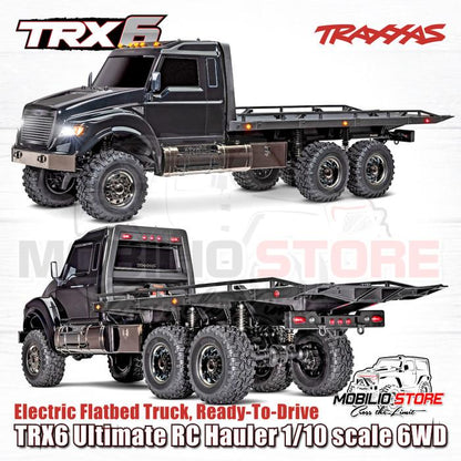 Traxxas 88086-84 TRX6 Ultimate RC Hauler skala 1/10 6WD Truk Bak Datar Elektrik Tanpa Klip