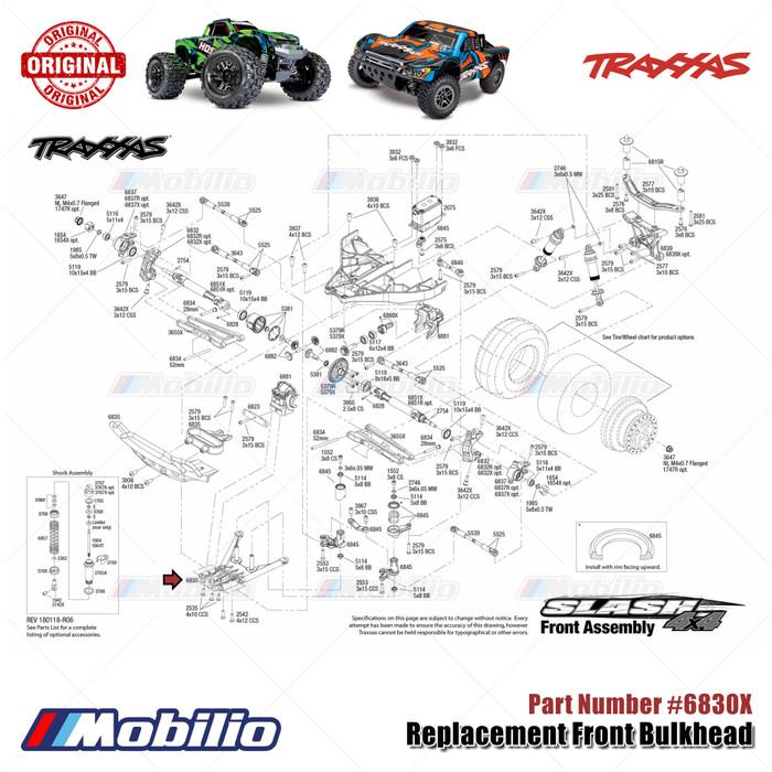 Traxxas Part #6830X Front Bulkhead Replacement for RC Ford Raptor Hoss Slash Stampede
