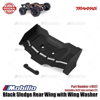 Traxxas Part #9517 Black Sledge Rear Wing with Wing Washer 1/8 scale 4WD Brushless Monster Truck