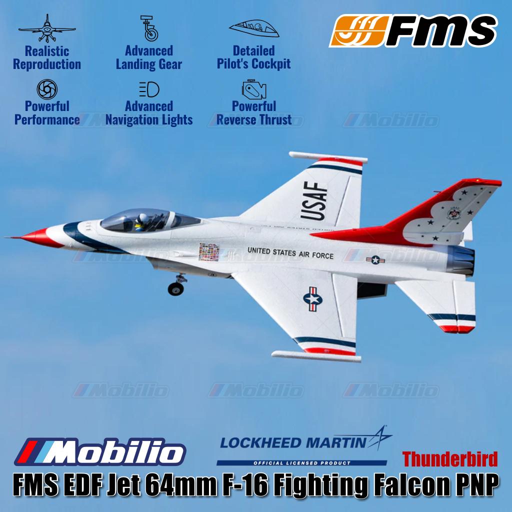 Pesawat Model RC Aero FMS EDF Jet 64mm F-16 Fighting Falcon PNP Thunderbird Blue Thunder