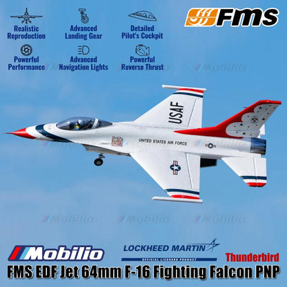 Pesawat Model RC Aero FMS EDF Jet 64mm F-16 Fighting Falcon PNP Thunderbird Blue Thunder