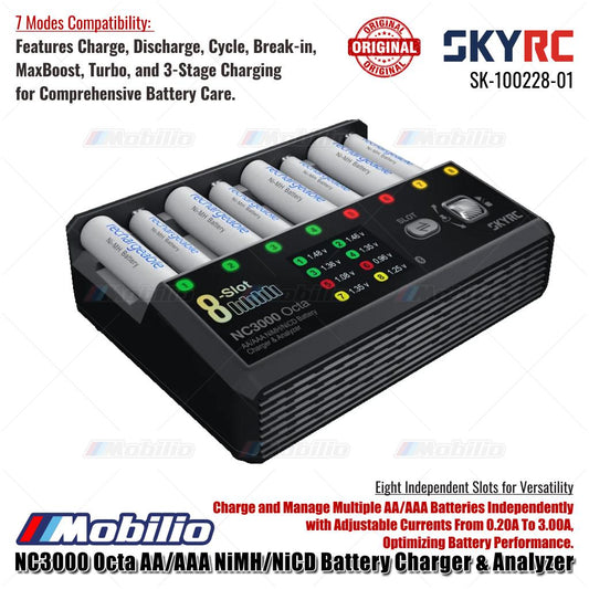 SkyRC NC3000 Octa AA/AAA NiMH/NiCD Battery Charger & Analyzer SK-100228-01