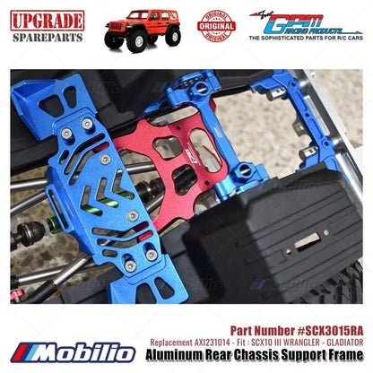 GPM Part #SCX3015RA Aluminum Rear Chassis Support Frame Axial SCX10 III Jeep Wrangler - Gladiator  Remote Control Toy