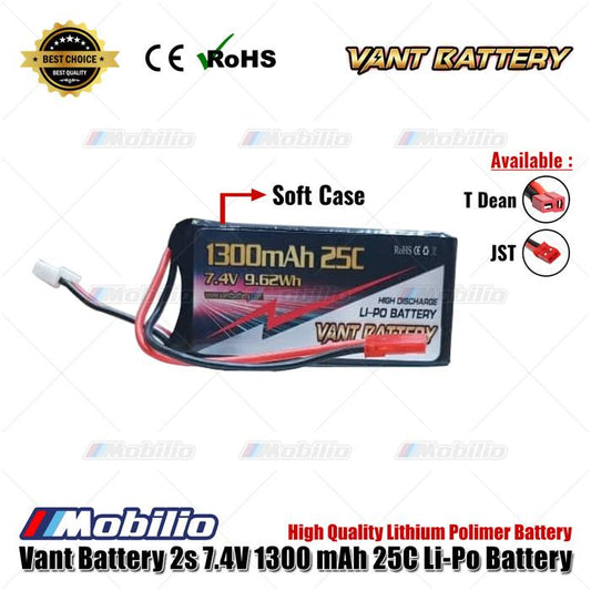 Baterai RC Vant Battery LiPo 2S 7.4V 1300 mAh 25C Lithium Polimer