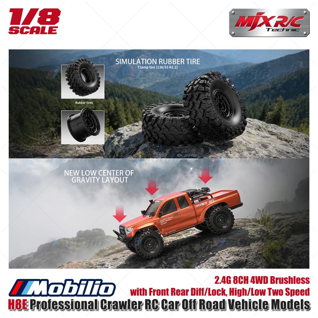 MJX H8E Mobil RC Perangkak Profesional Model Kendaraan Off Road Skala 1/8 2.4G 8CH 4WD Sistem FOC Tanpa Sikat