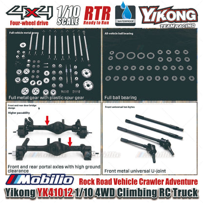 Yikong YK41012 1/10 4WD Climbing RC Truck Rock Road Vehicle Crawler Adventure