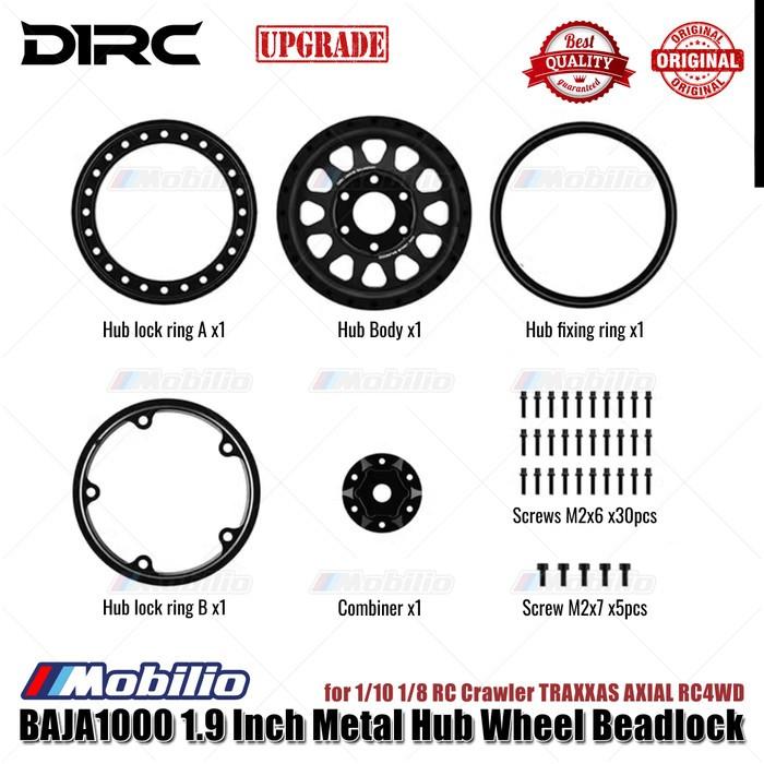 D1RC BAJA1000 Velg Logam Hub Beadlock 1.9 Inci untuk Crawler RC 1/10 1/8 TRAXXAS AXIAL RC4WD Bagian Peningkatan
