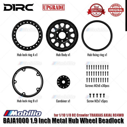D1RC BAJA1000 Velg Logam Hub Beadlock 1.9 Inci untuk Crawler RC 1/10 1/8 TRAXXAS AXIAL RC4WD Bagian Peningkatan