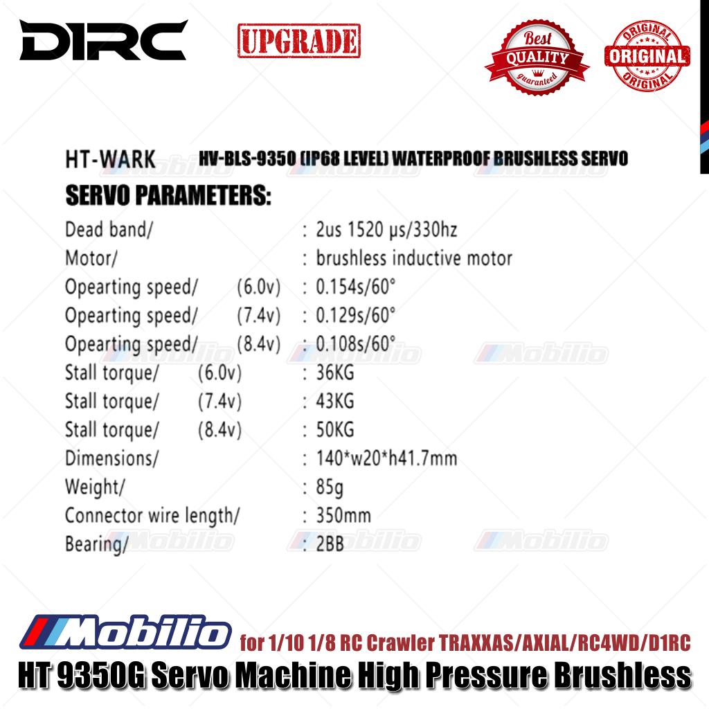 D1RC Steering Gear HT 9350G Servo Machine Tekanan Tinggi Brushless Tahan Air untuk 1/10 1/8 RC Crawler Adventure