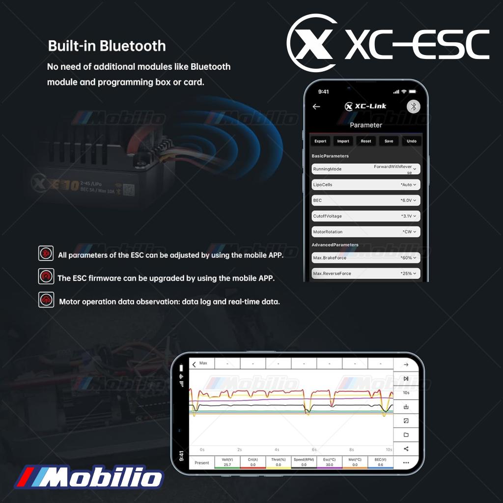 XC-ESC E10 Brushless Sensored ESC LiPo 2-4S 140A Kontinu BEC 5A 10A Puncak untuk Mobil RC 1/8 - 1/10