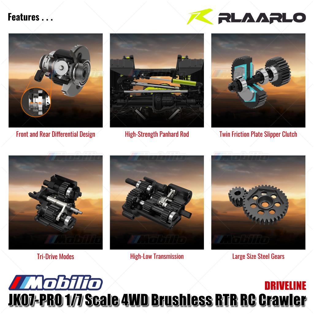 Rlaarlo JK07 PRO Skala 1/7 4WD Brushless RTR 2.4GHz RC Crawler Adventure Wrangler 2025 Kontrol Jarak Jauh