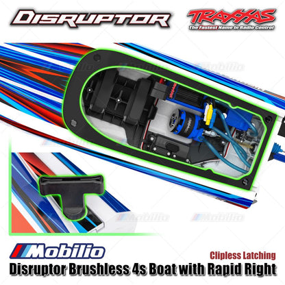 Traxxas 106064-4 Disruptor Brushless 4s Boat dengan Rapid Right Motor Outrunner Brushless RTR Kontrol Jarak Jauh untuk Air - Control