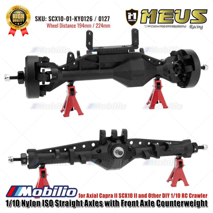 Gandar Lurus ISO Nilon 1/10 MEUS Racing dengan Penyeimbang Gandar Depan untuk Axial Capra II SCX10 II dan Crawler RC 1/10 DIY Lainnya