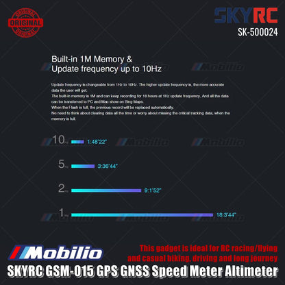 SKYRC #SK-500024 GSM-015 GPS GNSS Pengukur Kecepatan Altimeter Kecepatan Tertinggi Kecepatan Rata-Rata Ketinggian Maksimal