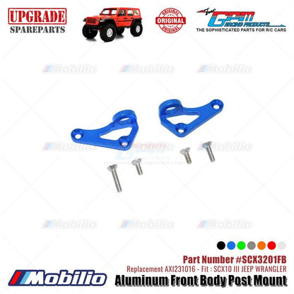 GPM Part #SCX3201FB Aluminum Front Body Post Mount Axial SCX10 III Jeep Wrangler AXI231016 Replacement
