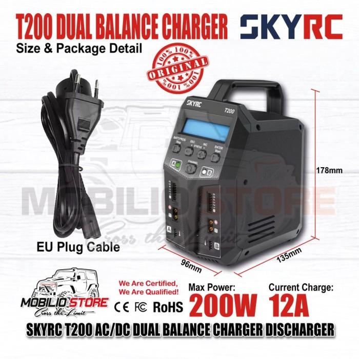 SKYRC T200 AC/DC 200W 12A Pengisi Daya/Pengosong Baterai Lipo Dual Balance