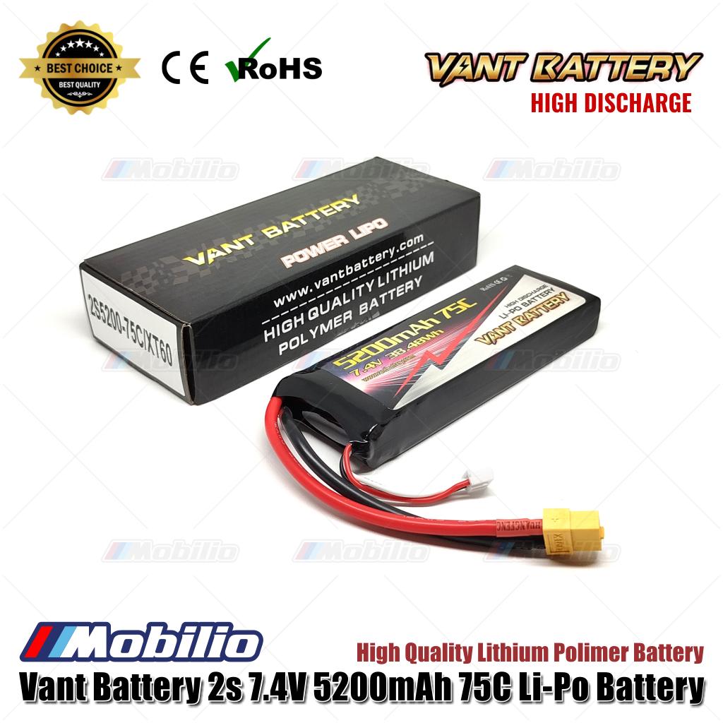 Baterai Vant 7.4V 2S 5200mAh 75C Lithium Polymer LiPo RC Soft Case