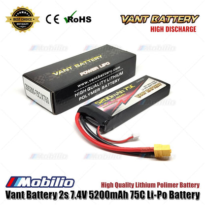 Baterai Vant 7.4V 2S 5200mAh 75C Lithium Polymer LiPo RC Soft Case