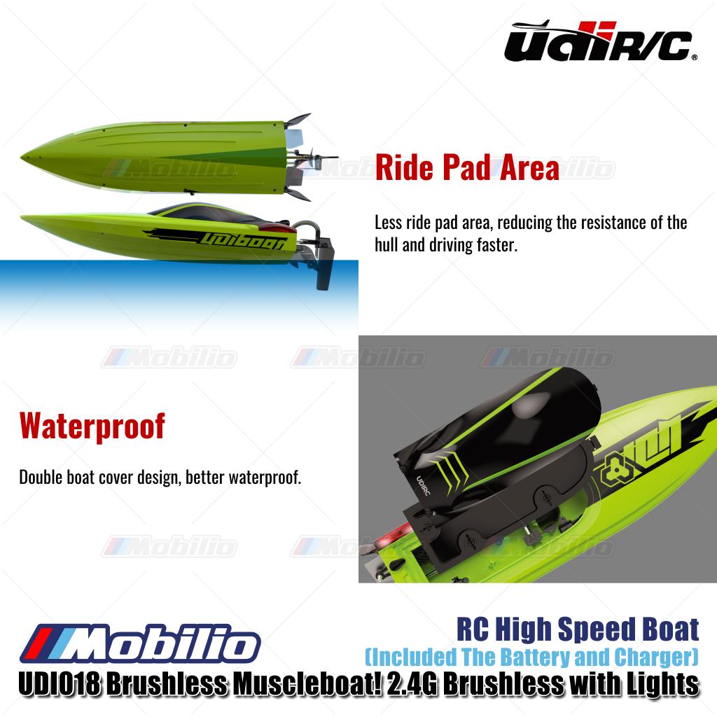 UDIR/C UDI018 Brushless Muscleboat! 2.4G Brushless with Lights RC High Speed Boat RTR