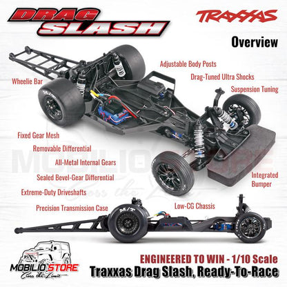 Traxxas 94076-4 Drag Slash Chevrolet - Mustang 1/10 Scale RTR TSM RC Car Race