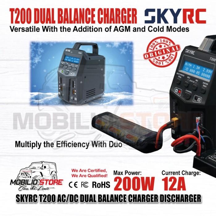 SKYRC T200 AC/DC 200W 12A Pengisi Daya/Pengosong Baterai Lipo Dual Balance