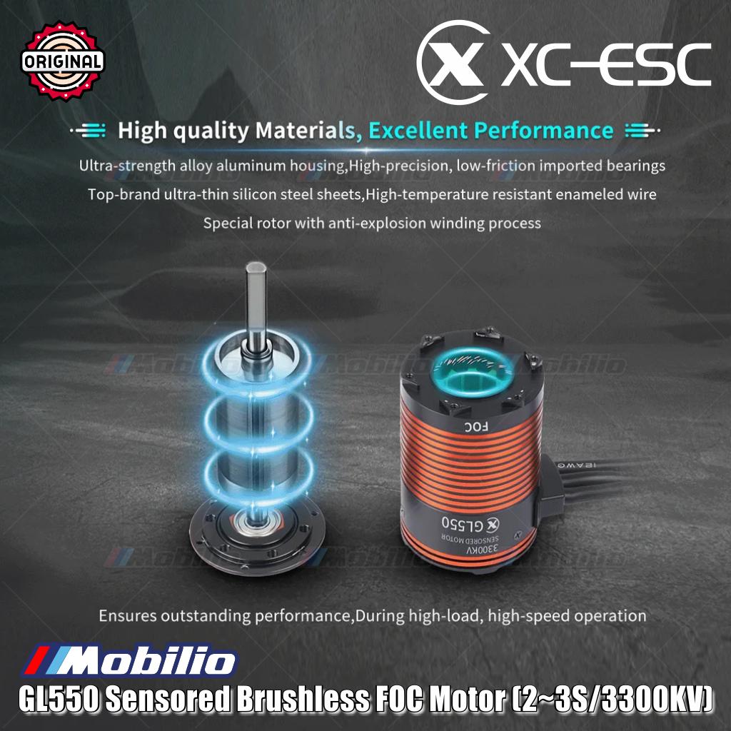 Motor FOC Tanpa Sikat XC-ESC GL550 Sensor (2~3S/3300KV) untuk Mobil Crawler Skala 1/8, 1/10 Petualangan dengan Torsi Kecepatan Rendah yang Kuat dan Tahan Air IP67