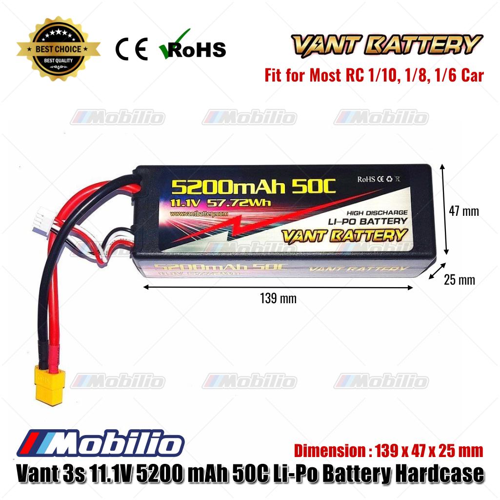 Vant Battery LiPo 3S 11.1 Volt 5200mAh 50C Baterai Li-Po Hard Case