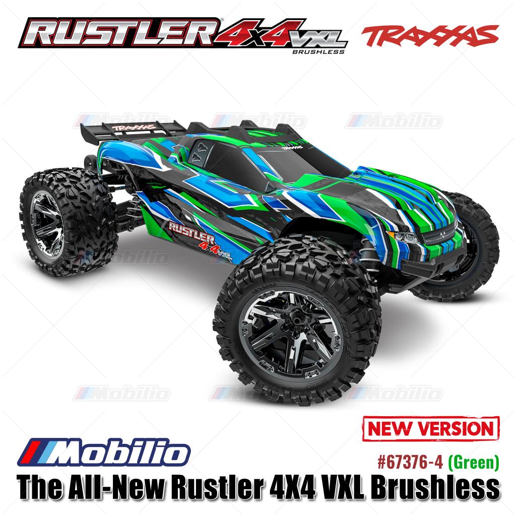 Traxxas 67376-4 Rustler 4X4 VXL Brushless HD Skala 1/10 Truk 4x4 Tahan Air RTR