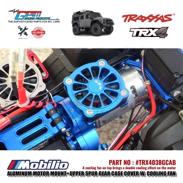GPM Part #TRX4038GCAB Aluminum Motor Mount Upper Spur Gear Case Cover with Cooling Fan Traxxas TRX-4 Trail Crawler