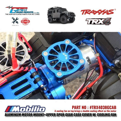 GPM Part #TRX4038GCAB Aluminum Motor Mount Upper Spur Gear Case Cover with Cooling Fan Traxxas TRX-4 Trail Crawler