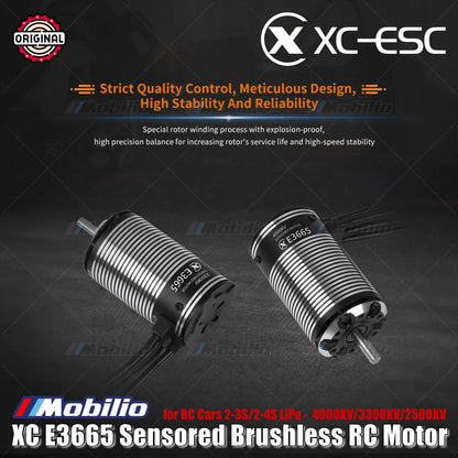 Motor RC Brushless Sensored XC-ESC E3665 2-3S/2-4S LiPo 4000KV/3300KV/2500KV untuk Mobil RC