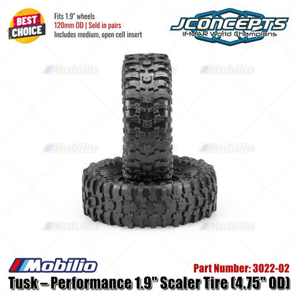 JConcepts #3022-02 Tusk — Performance 1.9" Scaler Tire (4.75" OD) Fits 1.9" Wheels