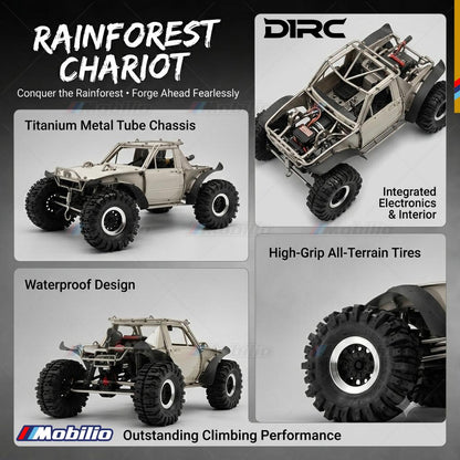 D1RC x RCRFC Ti-Fury RTR R1 Kompetisi Kelas 1/10 Extreme Crawler (Tidak Berwarna + Titanium Mentah) Rainforest Chariot Sudah Terpasang