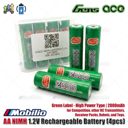 Gens ace 2000|2100|2700mAh 1.2V Ni-MH AA Rechargeable Battery for Competition Other RC Transmitters Receiver Packs Robots and Toys