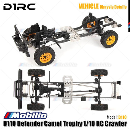 D1RC D110 Defender Camel Trophy Skala 1/10 Jarak Sumbu Roda 334mm Mobil RC Crawler Petualangan