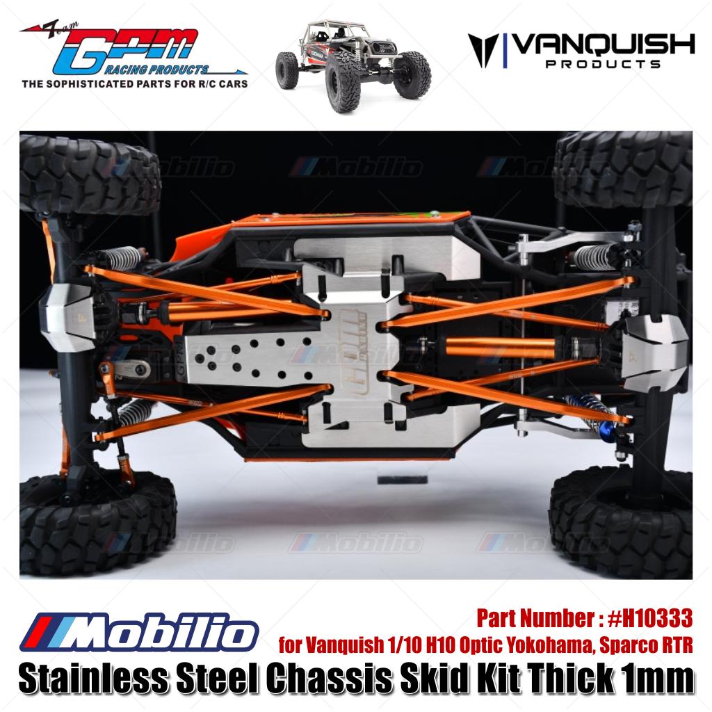 GPM Part #H10333 Stainless Steel Chassis Skid Kit Thick 1mm for Vanquish 1/10 H10 Optic Yokohama Sparco RTR