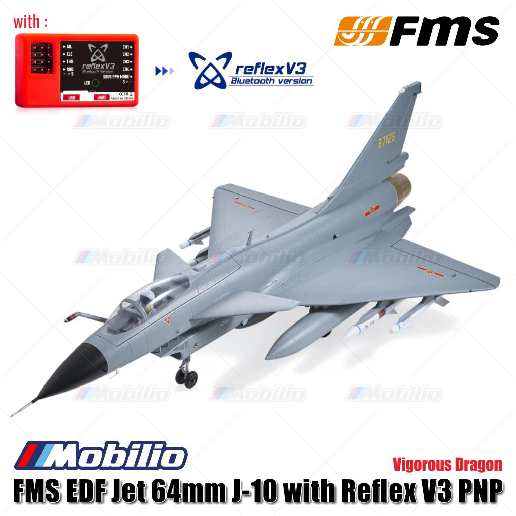 Jet FMS EDF 64mm J-10 dengan Reflex V3 PNP Vigorous Dragon RC Jets Aero Modelling