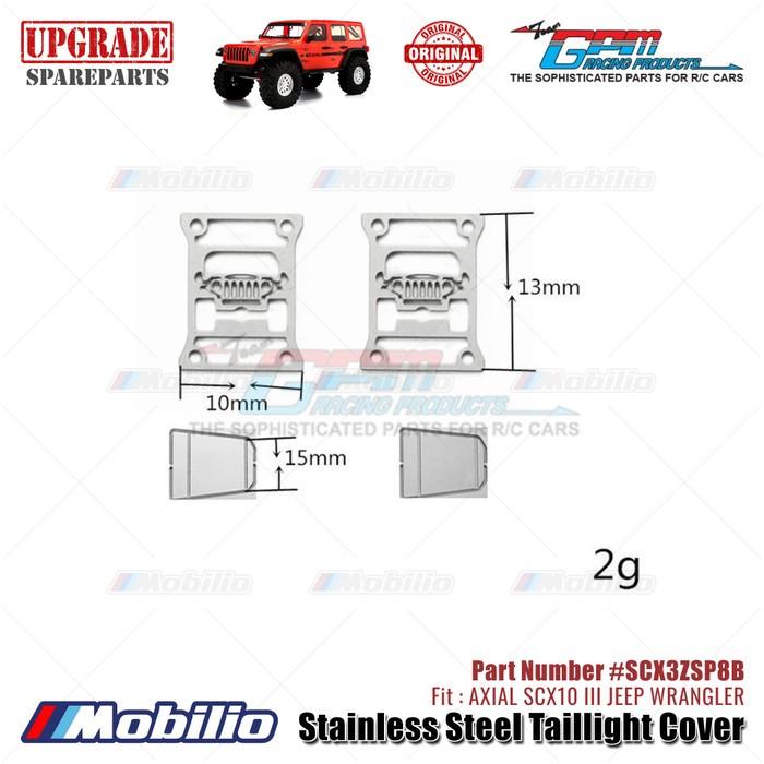 GPM Part #SCX3ZSP8B Stainless Steel Taillight Cover Type B Accessories Axial SCX10 III Jeep Wrangler  Remote Control Toy