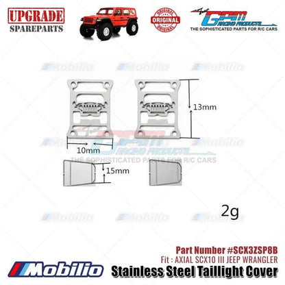 GPM Part #SCX3ZSP8B Stainless Steel Taillight Cover Type B Accessories Axial SCX10 III Jeep Wrangler  Remote Control Toy