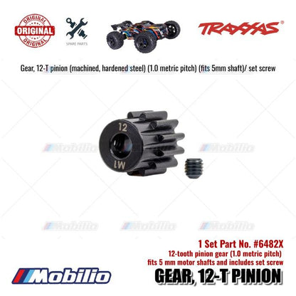 Traxxas Part #6482X 12-T Pinion Gear Machined Hardened Steel 1.0 Metric Pitch fits 5mm Shaft RC Sledge