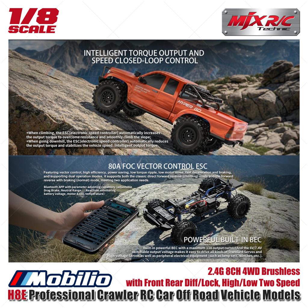 MJX H8E Mobil RC Perangkak Profesional Model Kendaraan Off Road Skala 1/8 2.4G 8CH 4WD Sistem FOC Tanpa Sikat