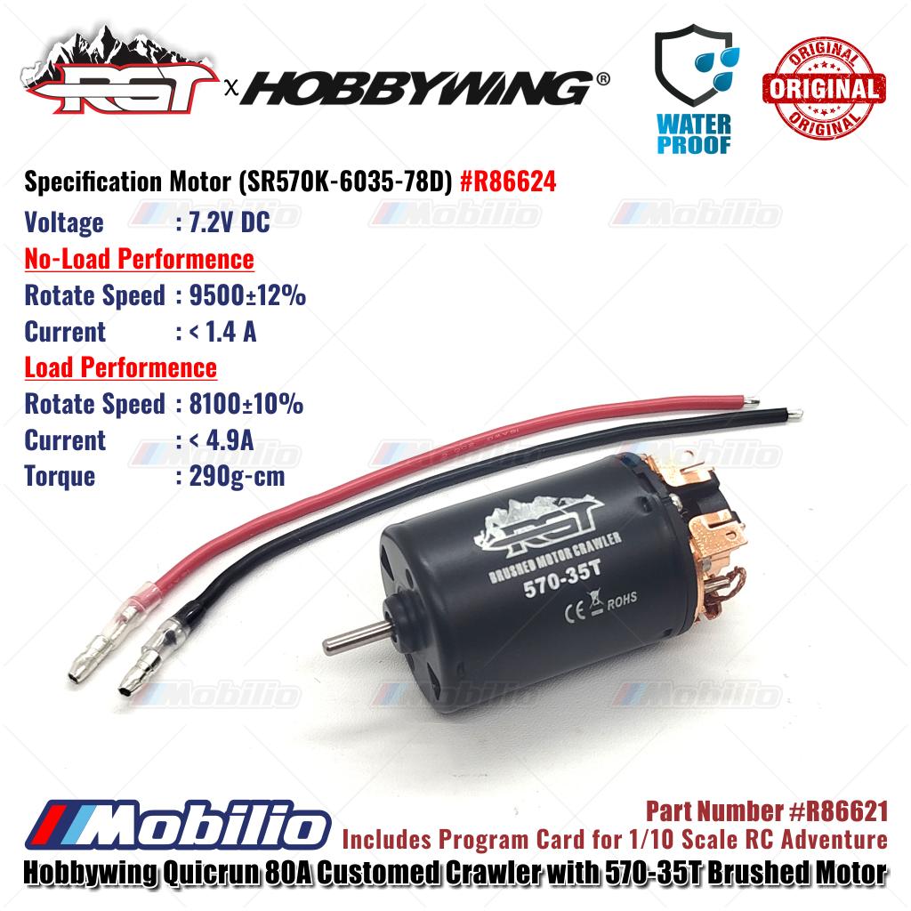 RGT Part #R86621 Hobbywing Quicrun 80A Customed Crawler Power KIT dengan Kombo Motor Brushed 570-35T RC Elektronik 1/10 Petualangan