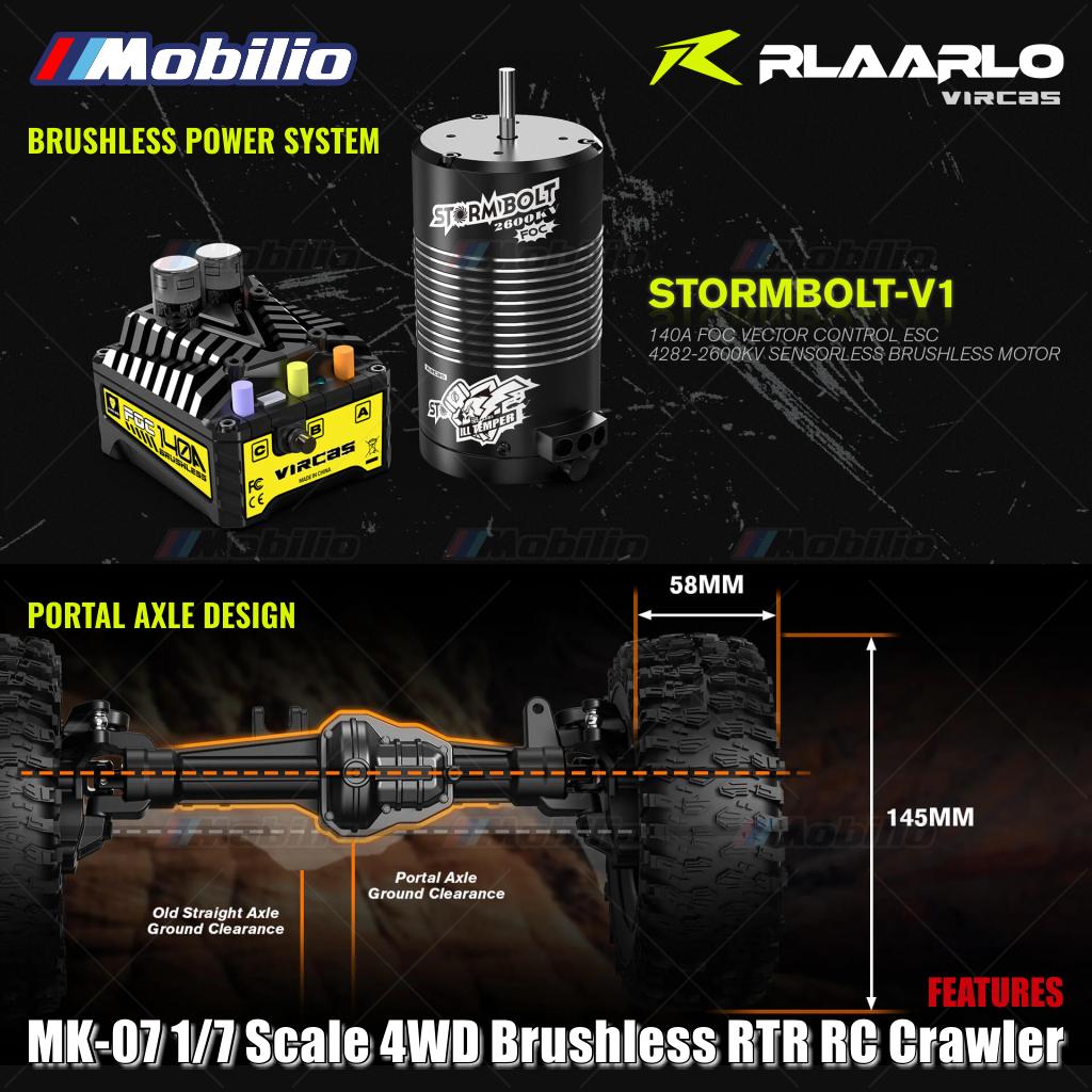 Rlaarlo MK-07 Skala 1/7 4WD Brushless RTR 2.4GHz RC Crawler Desain Bertema Dinosaurus yang Dilukis Tangan, Petualangan, Kendali Jarak Jauh