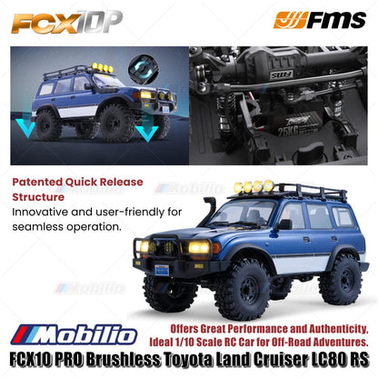 FMS FCX10 PRO Brushless Toyota Land Cruiser LC80 RS RC Crawler Adventure RTR