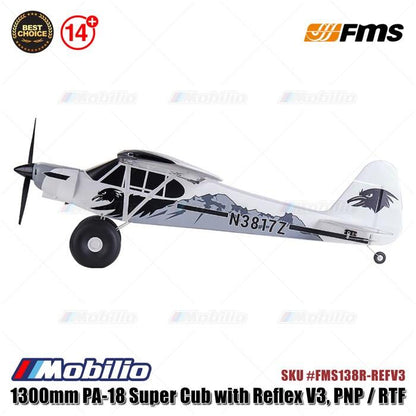 FMS 1300mm PA-18 Super Cub dengan Reflex V3 - PNP/RTF #FMS138R-REFV3 RC Pesawat Aeromodelling