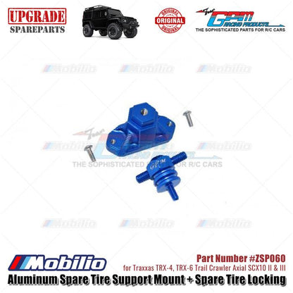 GPM Part #ZSP060 Aluminum Spare Tire Support Mount and Spare Tire Locking for 1/10 Crawlers RC Traxxas TRX4 Axial SCX10