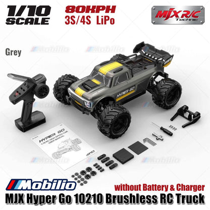 MJX Hyper Go 10210 1/10 Brushless RC Truck Grey / Red - 80KPH 3S / 4S LiPo without Battery & Charger