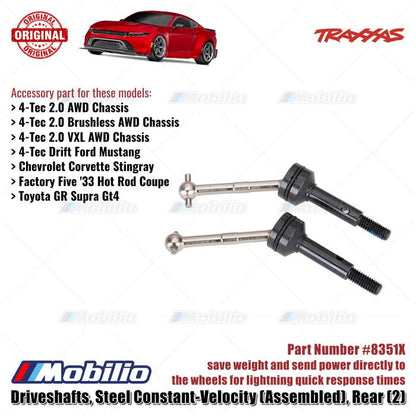 Traxxas Part #8351X Rear Steel Driveshafts Constant-Velocity (Assembled) 4-Tec Chassis